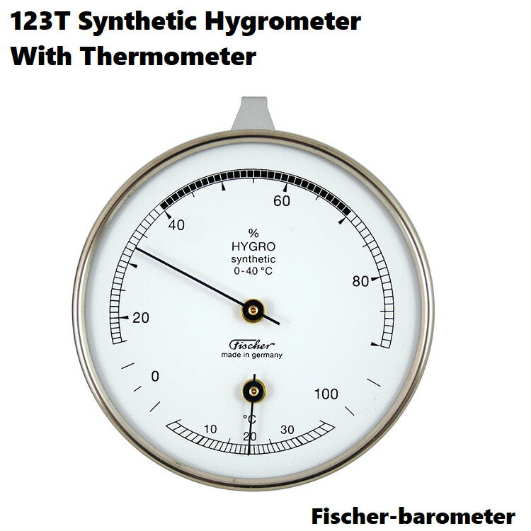 Fischer[フィッシャー]123T Synthetic Hygrometer With Thermometer(温湿度計)温度計 湿度計 アナログ サーモメーター ハイグロメーター 壁掛け ステンレス インテリア おしゃれ ドイツ製