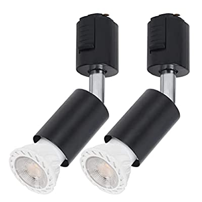 ダクトレール用スポットライト E26口金 LED電球付き LEDスポットライト6.5W(ハロゲン電球65W相当) 電球色3000k RA80 600LM 非調光 、黒い器具 LED電球:2個セッ