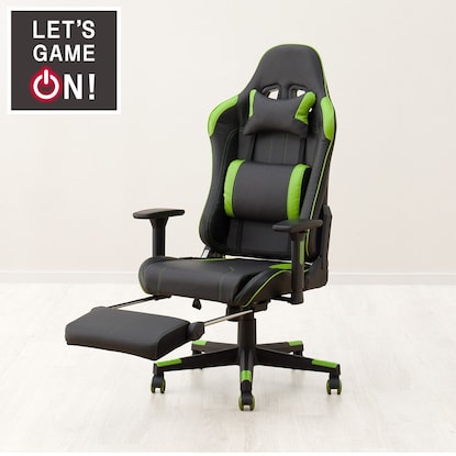 ゲーミングチェア(ヘイデンPRO2 フットレスト付き BK/GR)