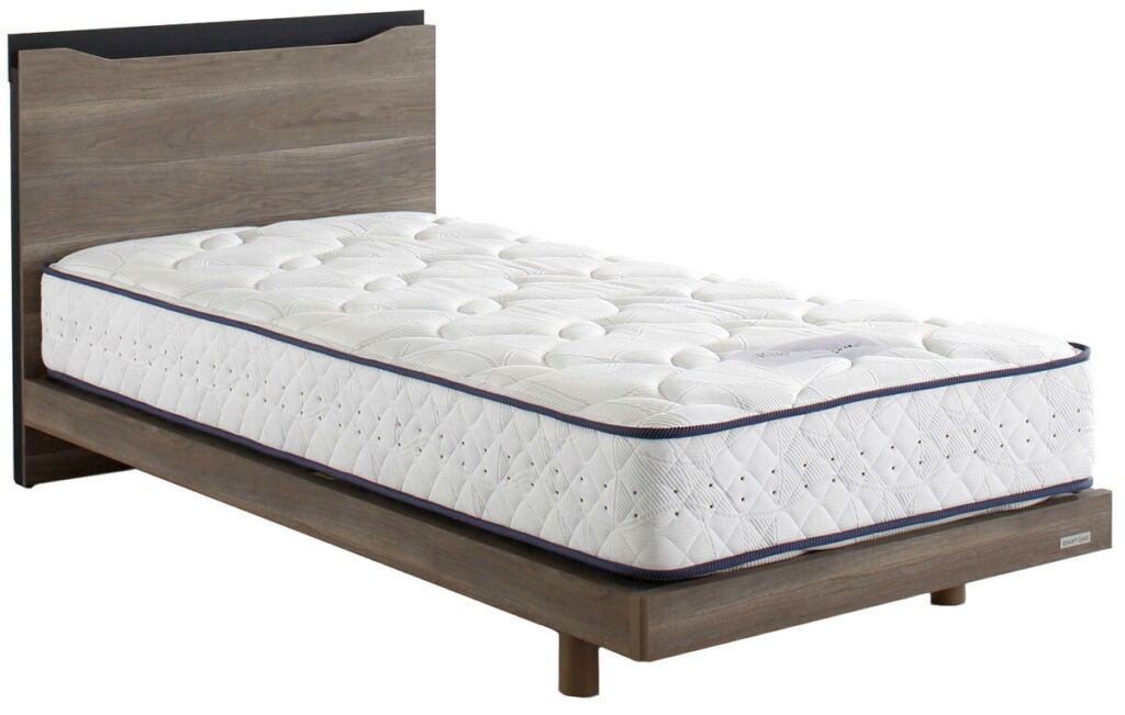 ドリームベッド イーチョイス3000 クイーン1・ワイドダブル 棚付き コンセント レッグタイプ・脚付き・ステーション 薄型キャビネット 正規販売店 国産/日本製家具(広島製) ナチュラル ダーク グレージュウォールナット ベッドフレームのみ