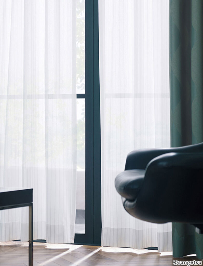 サンゲツ▼ストリングス オーダーカーテン LP仕様(形態安定加工) 約2倍ヒダ(本縫い) 裾:折返し▼SC7668 シアー レース 遮熱 Sheer Lace【カーテン幅3010〜3500×カン下寸法810〜1000mm】