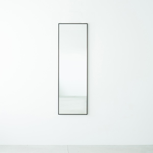 細枠ウォールミラー(46×122)(ブラウン/茶) 天然木 姿見鏡 スリム 高級感 木製 飛散防止加工 壁掛け 北欧風 玄関 洗面 トイレ 日本製 完成品 NK-41[21]