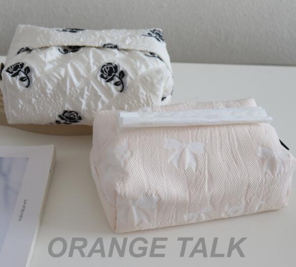 キルティング バラ 薔薇 花柄 ティッシュケース 箱 ケース ボックス ティッシュ おしゃれ 韓国 雑貨 インテリア 北欧 ピンク パープル ホルダー かわいい キッチン 収納 アンティーク ブラック ホワイト