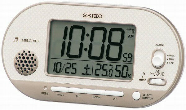 【送料無料】SEIKO CLOCK (セイコークロック) 置き時計 薄ピンクゴールド 本体サイズ: 8.1×15.9×4.9cm 目覚まし時計 電波 デジタル 温度 湿度 表示 SQ795G ※北海道・九州・沖縄・離島は別途送料(1080円〜2160円)小ぶり 可愛い 人気 クリスマスプレゼント アリババ