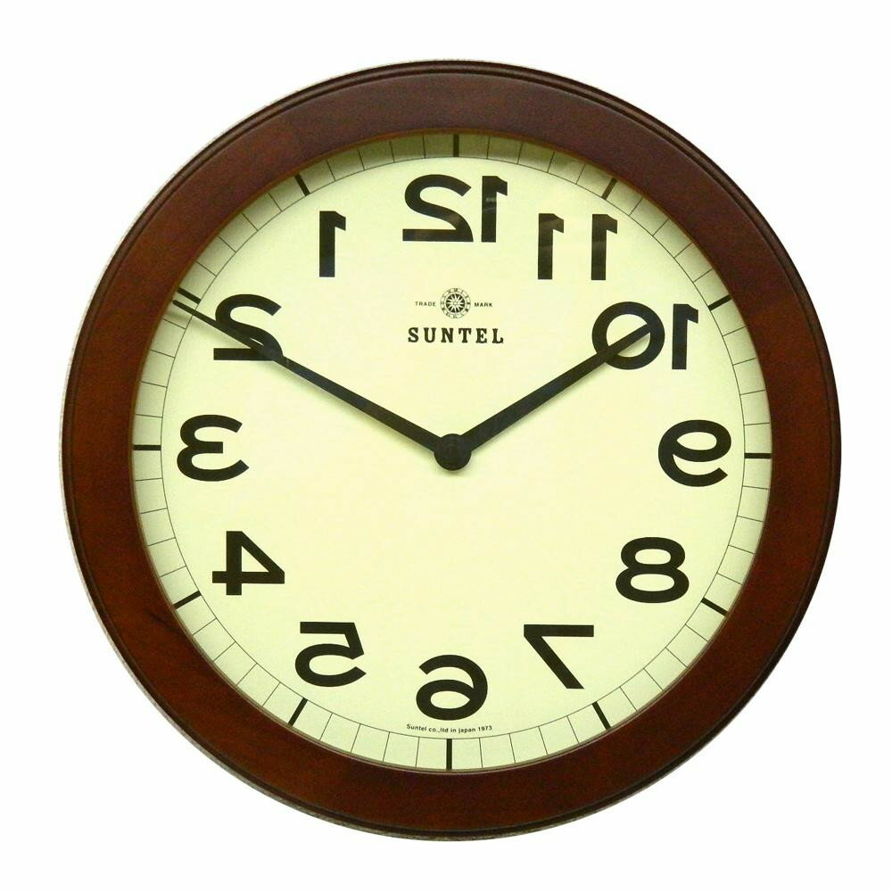 【ポイント10倍】【クーポンあり】【送料無料】さんてる 日本製 脳トレ! 木製逆転時計 ブラウン QL889-BR