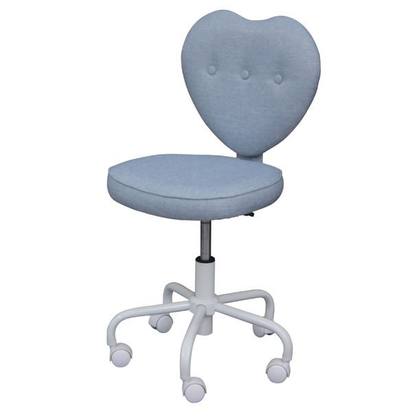 学習椅子、キッズチェア ハート型背もたれ 回転デスクチェア ハニー ブルー色