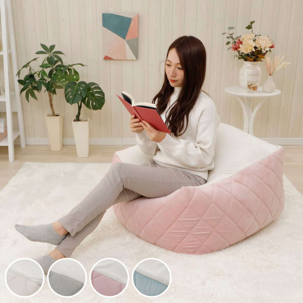 ビーズクッション ダイヤキルト XLサイズ 2WAY カバー洗濯可 日本製 ( クッション 幅83.5cm 四角 座面 ソファ リビング 大きい リラックス 座布団 オットマン 座椅子 ふわふわ スツール ビーズ ふかふか おしゃれ ファスナー )【39ショップ】