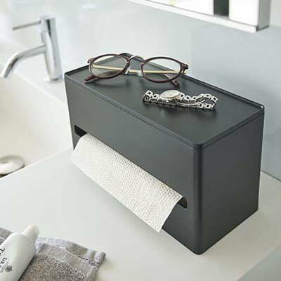 山崎実業 両面ティッシュケース スマート ブラック 【品番:05877】