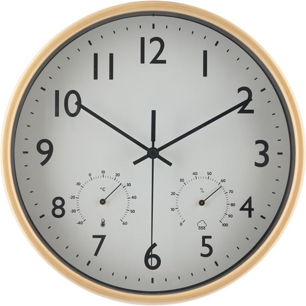 【クーポン配布中】掛時計 温湿度計付 ミエル 約Φ255mm NA ナチュラル【代引不可】