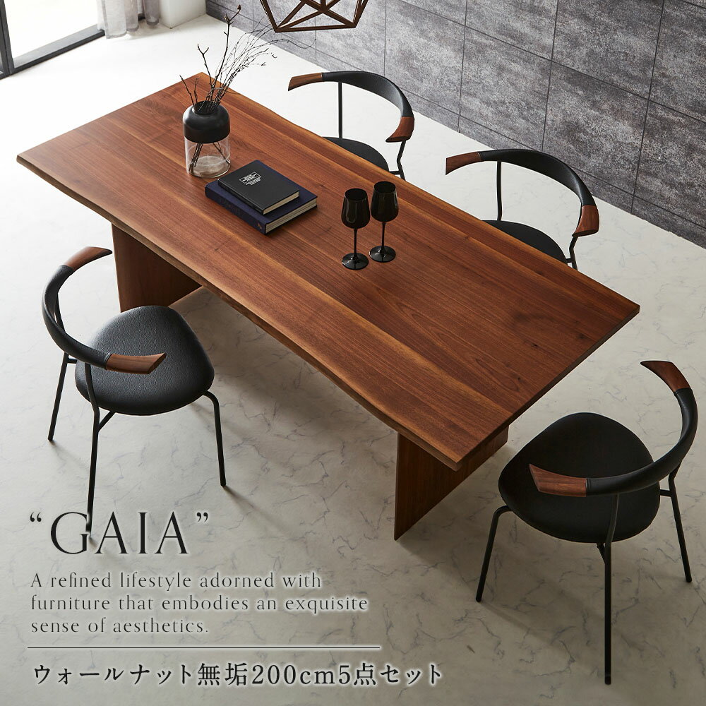 【5%OFFクーポン配布中】 ダイニングセット 5点 モダン ダイニングテーブルセット ダイニング5点セット 北欧 無垢 【200cm】 パネル脚 無垢 ウォールナット ダイニングテーブル ダイニングチェア スチール チェア 4人用 4人掛け 送料無料