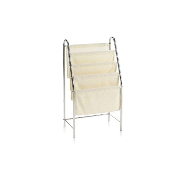 マガジンラック/雑誌収納 【約幅34.5×奥行21.5×高さ62cm】 スチールパイプ 綿布 クロムメッキ 組立品 〔店舗 オフィス〕 (代引不可)