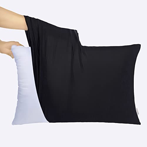 枕カバー のびのび枕カバー まくらカバー 綿 Tシャツ素材 黒 よく伸びる 封筒式 35×50小さめ 無地 柔らかい さらさら肌触り吸汗 速乾