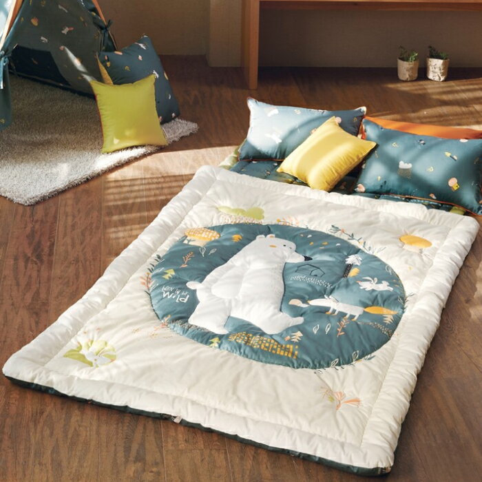 子供キッズ,ジュニアオーダー布団カバーセット・高級綿・森のくま(グリーン)■fkd-v20i-px7166gr【キッズ布団カバーオーダー】【ジュニア布団カバーオーダー】【子供布団カバーオーダー】