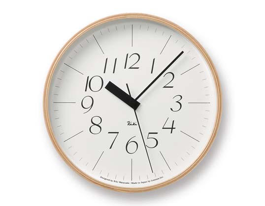 リキクロック 細文字/電波時計 Lサイズウォールクロック壁掛時計インテリアプライウッド木製フレームグッドデザイン賞ギフト プレゼント送料無料