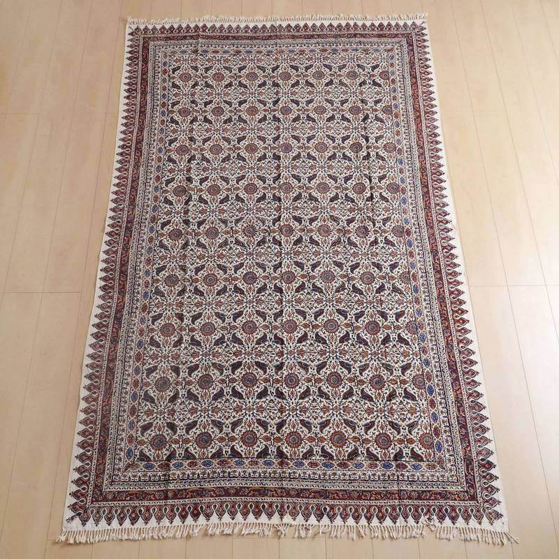 【20%OFFクーポン対象品】ペルシャ更紗 ガラムカール 240×160cm イラン産 綿100% 手染布 マルチカバー ソファーカバー ベッドカバー テーブルクロス アジアン エスニック オリエンタル柄 (品番:GC-2419)
