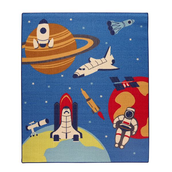 デスクカーペット 男の子 宇宙柄 『スペース』 ブルー 110×133cm【代引不可】【北海道・沖縄・離島配送不可】
