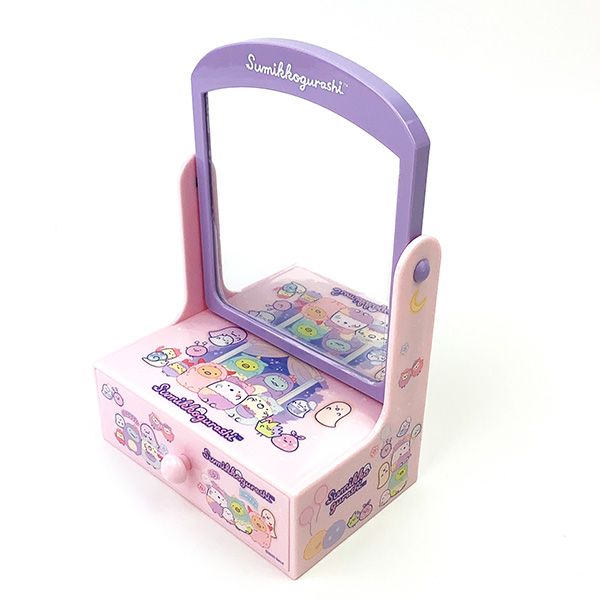 すみっコぐらし ミニドレッサー ミラー 鏡 小物入れ コスメ インテリア パープル 送料込み