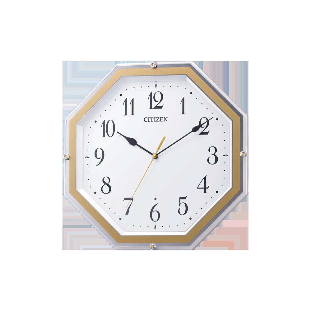 シチズン 電波掛け時計 8MY544-003 応接室 時計 八角形時計 電池交換お知らせ機能 夜眠る秒針