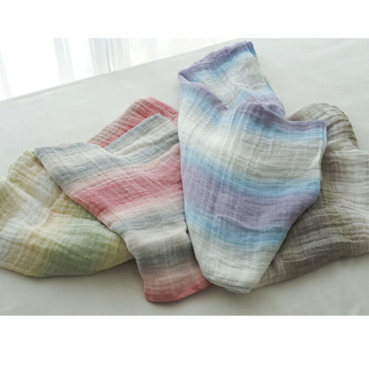 近江ちぢみ ブランケット 麻100% グラデーション 95cm×150cm ひざ掛け 冷房対策 お昼寝 ベッドカバー マルチカバー インテリア モダンリビング ソファ ベッド 寝室 ベッドルーム 模様替え 新生活 フォレスト サンセット サファリ 近江縮 日本製 shigaasa