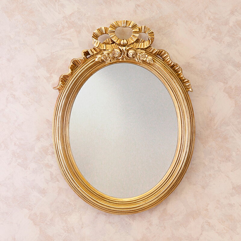 ウォールミラー(壁掛け鏡)フレンチリボン「オーバル」ゴールド