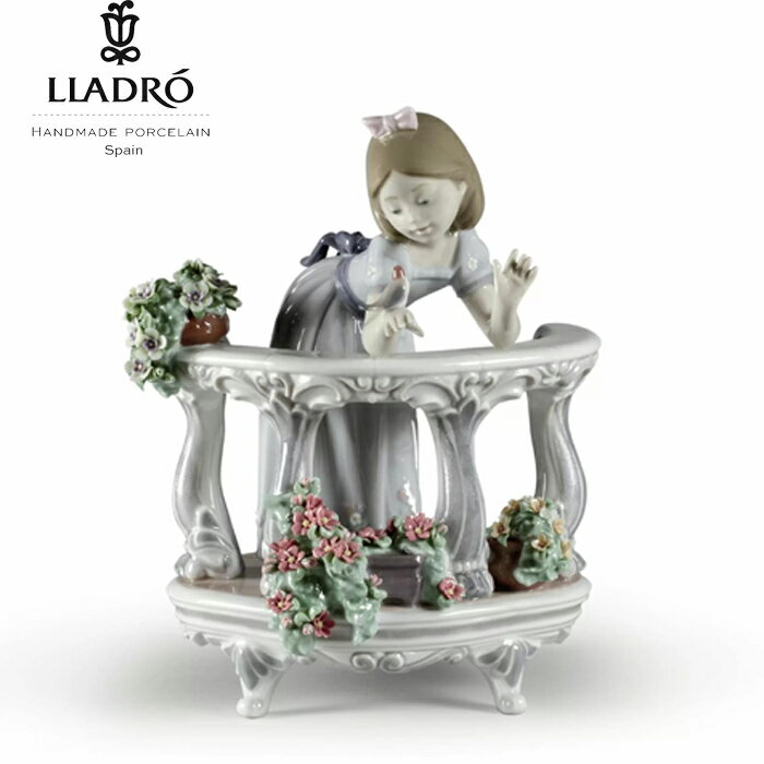 バルコニーの朝 LLADRO リヤドロ リアル フィギュリン リアドロ 女の子 花 小鳥 置物 オブジェ インテリア 人形 磁器 かわいい おしゃれ スペイン プレゼント 玄関 お祝い 新築 開業 癒し リビング 寝室 事務所 オフィス 【正規品】01006658