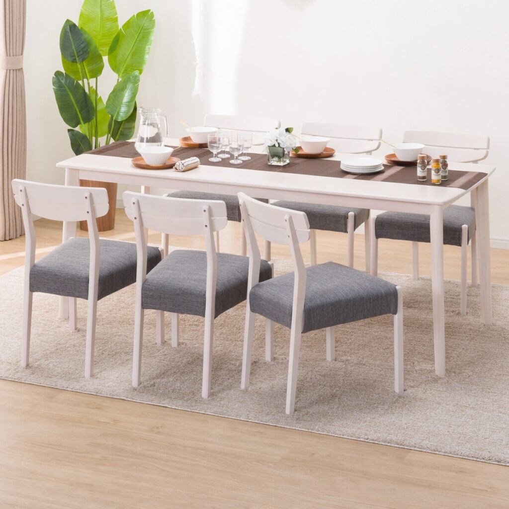 ダイニングテーブル7点セット (DTアルナスDF180WW/ダイニングチェアアルナスGY) ニトリ 【配送員設置商品】 【5年保証】