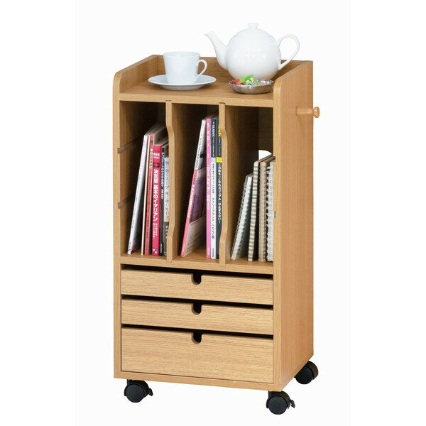 リビング収納 リビングワゴン ナチュラル (74631) クロシオ ※北海道・沖縄・離島配送不可