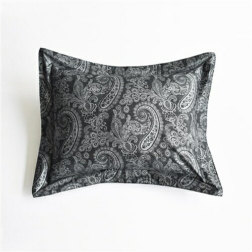 大塚家具 枕カバー ペイズリー/ダイヤ BK まくらカバー(額付) エジプト超長綿 ブラック