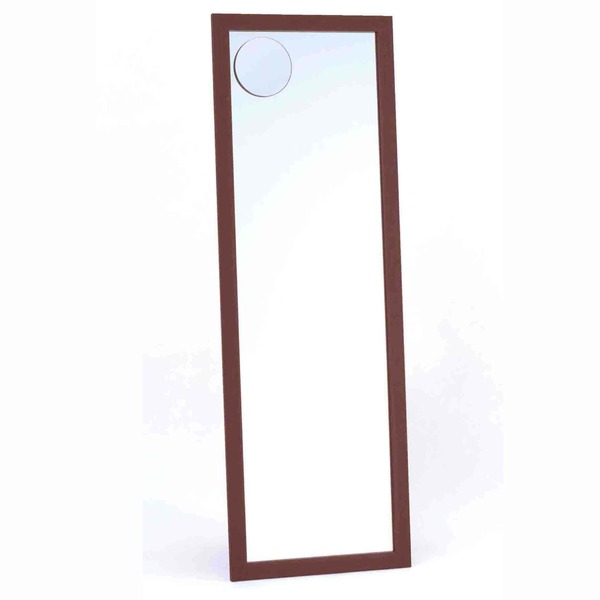 拡大鏡付 飛散防止 ミラー 鏡 3尺 ブラウン 壁掛けひも付き 全身姿見鏡[21]
