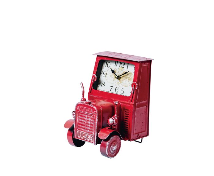ヴィンテージモチーフクロック tractor(トラクター) レッド 置時計 おしゃれ 置き時計 アナログ 時計 卓上 アンティーク風 EF-CL10RD