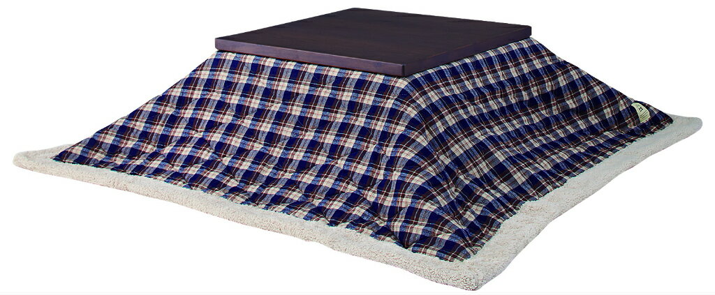 薄掛け こたつ布団  正方形 チェック kk-103bl ブルー 青 190×190cm 天板サイズ80×80以下 薄掛コタツ布団 掛ふとん 上掛け こたつ コタツ 炬燵