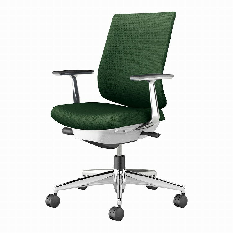 【メーカー直送】オフィスチェア ウィザード4 ローバック アルミ肘 アルミポリッシュ脚 本体ホワイトグレー C06-P122CU-E1G4Q61 フローリング用 ディープグリーン(代引不可)【送料無料】