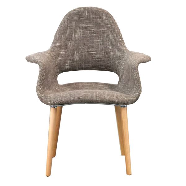 【リプロダクト品】 オーガニックチェア/イームズチェア 【本体:ライトブラウン/脚:ナチュラル】 肘付き 張地:ファブリック【代引不可】