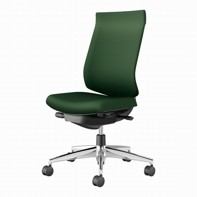 【メーカー直送】オフィスチェア ウィザード4 ハイバック 肘なし アルミポリッシュ脚 本体ブラック C06-P202CU-BKG4Q61 フローリング用 ディープグリーン(代引不可)【送料無料】