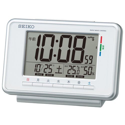 【送料無料】SEIKO CLOCK (セイコークロック) 目覚まし時計 電波 デジタル ウィークリーアラーム カレンダー・快適度 温度・湿度表示 白 SQ775W ※北海道・九州・沖縄・離島は別途送料(1080円〜2160円) sq767w イルカ 熱帯魚 帽子 リックサック ボールペン モンブラン