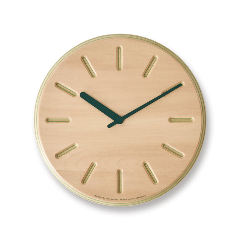 【5000円クーポン配布中】レムノス Lemnos Paper-Wood CLOCK line グリーン DRL19-06 GN 掛け時計 おしゃれ かわいい オシャレ アナログ 壁掛け時計 かけ時計 時計 見やすい 高級 日本製