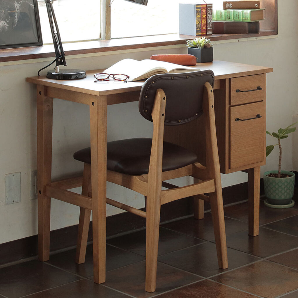 デスク 幅90cm Rasic 木製 ( 送料無料 コンパクトデスク スリム 机 学習机 パソコンデスク 90×45cm 2段 引き出し 収納 シンプル リビング オーク 木目調 おしゃれ ) 【39ショップ】