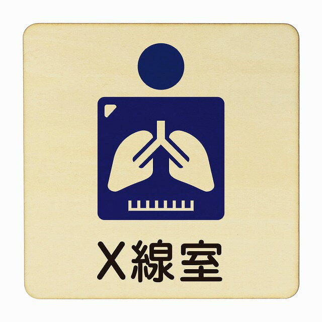 X線室 医療用 病院 医者 診察 検査 検診 治療 クリニック ドクター 正方形 9x9cm Sサイズ ピクトサイン 木製 プレート カラープリント ウッドプレート インテリア 掲示 案内