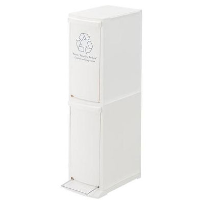 東谷 ダストボックス 2D 2段 ゴミ箱 分別 上段 スライド式 下段 ペダル式(ホワイト)