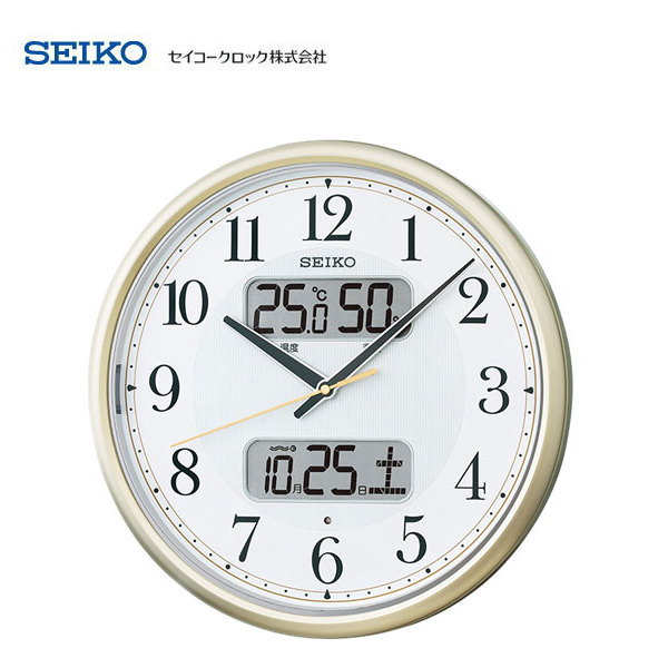 セイコー(SEIKO) 液晶付き夜間自動点灯電波掛け時計 KX384S 【条件付送料無料】 カレンダー、温度計・湿度計付 夜光タイプ/おしゃれな壁掛け電波時計/電波掛時計/贈り物/プレゼント・ギフト/お祝い返し/お返し/新築祝い/オフィスタイプ/デジタル