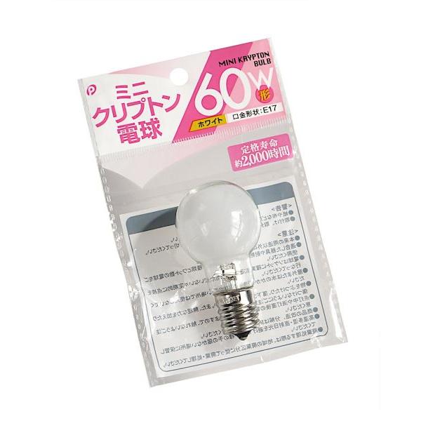 ミニクリプトン電球 ホワイト 60W 口金E17 直径3.5×6.7cm