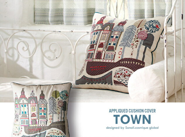 【 TOWN 】APPLIQUED CUSHION Cover / アプリケット クッション タウンSonali.cosmique global / フェルト まくら 枕 クッション オブジェ DETAIL 【あす楽対応_東海】