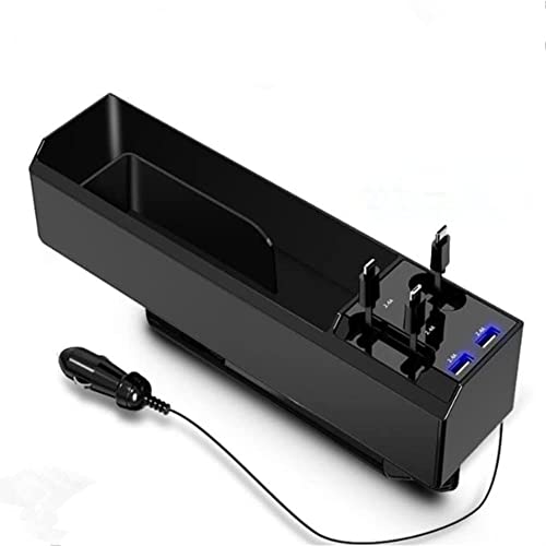 Raksonic 車用収納ポケット 運転席と助手席の間サイド収納ボックス 隙間ポケット すき間ポケット 3本の伸び縮み充電線(Apple Androi