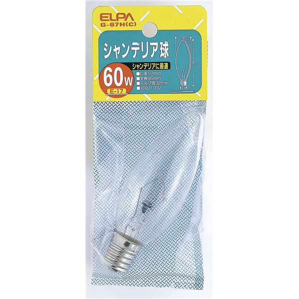 (まとめ) ELPA シャンデリア球 電球 60W E17 クリア G-67H(C) 【×20セット】 (代引不可)