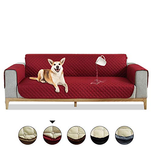 PETCUTE ソファカバー 防水カバー マルチカバー 犬猫飼対策 シンプル ソファリニューアル ソファ カバー 肘付き 1/2/3/4人掛け インテリア すべり止め 洗える ワイン 198*216CM