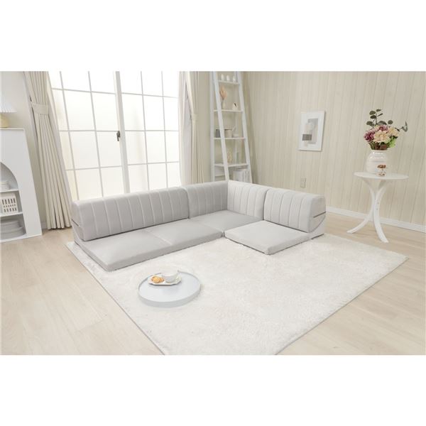 ソファー コーナー 3点セット 2P:100×50-100×36cm ベロア生地 グレー ウレタンフォーム リビング インテリア家具【代引不可】