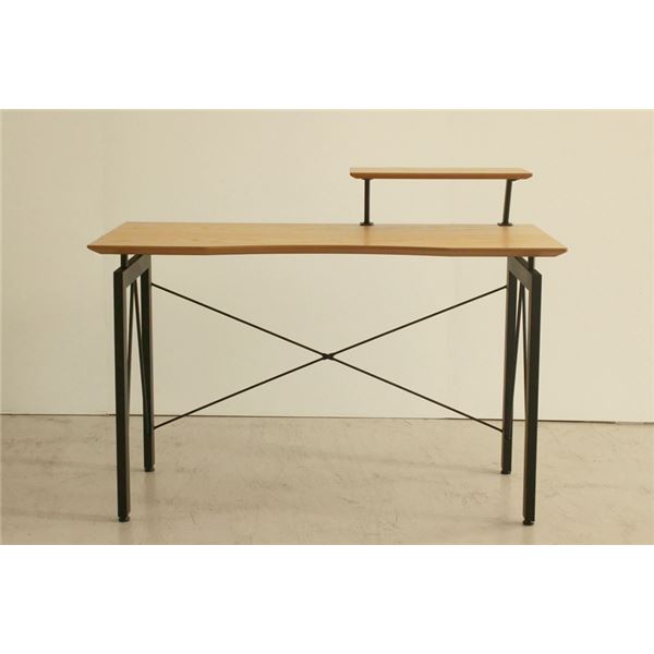 【送料無料】パソコンデスク 【ガトーII ナチュラル】 幅120cm スチール製脚付き アジャスター調整機能付き 『ハウタ』 【組立品】【代引不可】