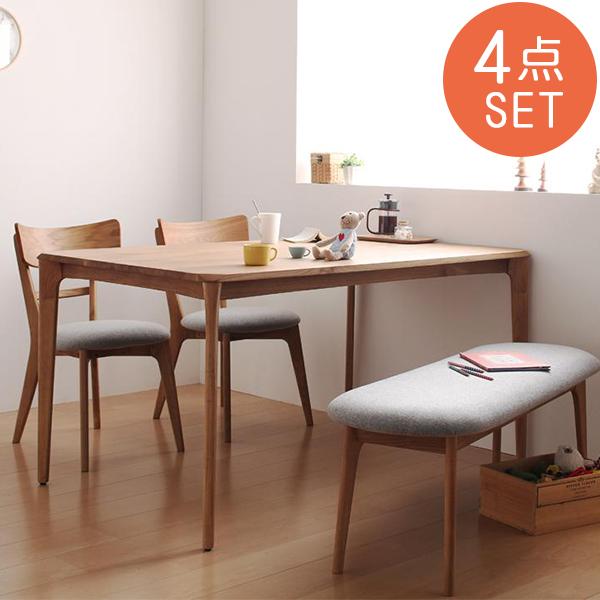 天然木オーク無垢材 ダイニングテーブルセット 4点 無垢 ダイニングベンチ ベンチ チェア ナチュラル おしゃれ 天然木 安い ダイニング4点セット 北欧 無垢材 ベンチ