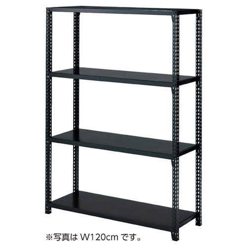 【まとめ買い10個セット品】ストレージシェルフ スチール棚4段展開 W90cmタイプ ボルトレスタイプ ブラック 本体 H180cm【 店舗什器 パネル 壁面 棚 店舗備品 】