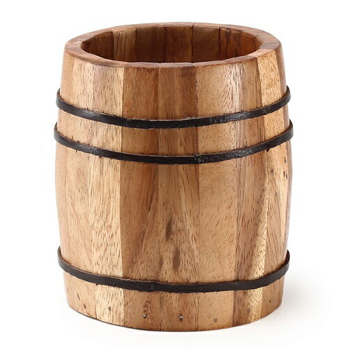 【アカシア】小物入れ ペンスタンド 樽型 S